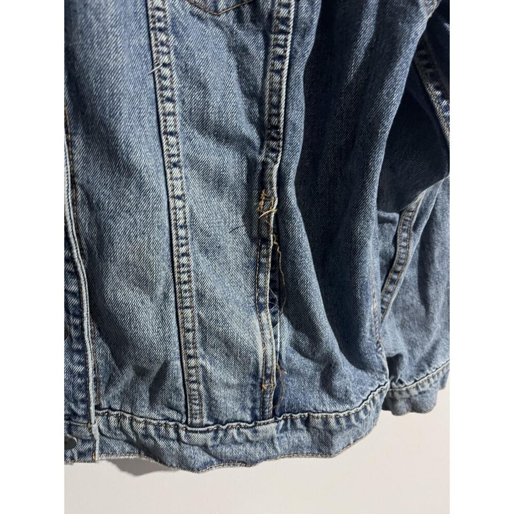 American Eagle Jacket Mens XL Blue Denim Bomber Collared Pockets Cotton Button - Picture 16 of 16